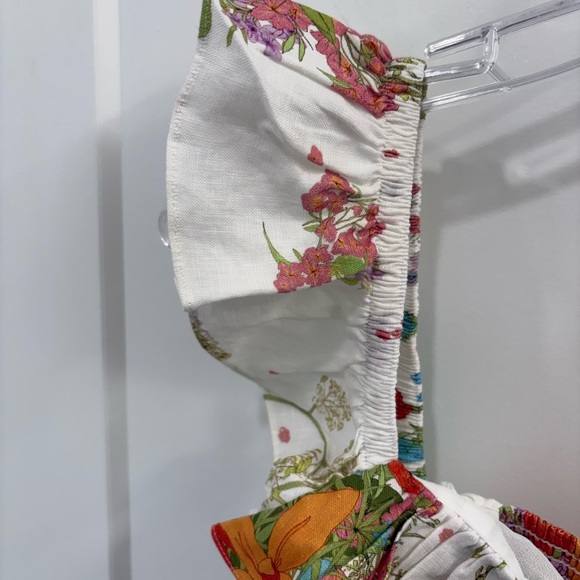 & Other Stories Floral Ruffle Linen Midi Dress Size 8 - Picture 8 of 12
